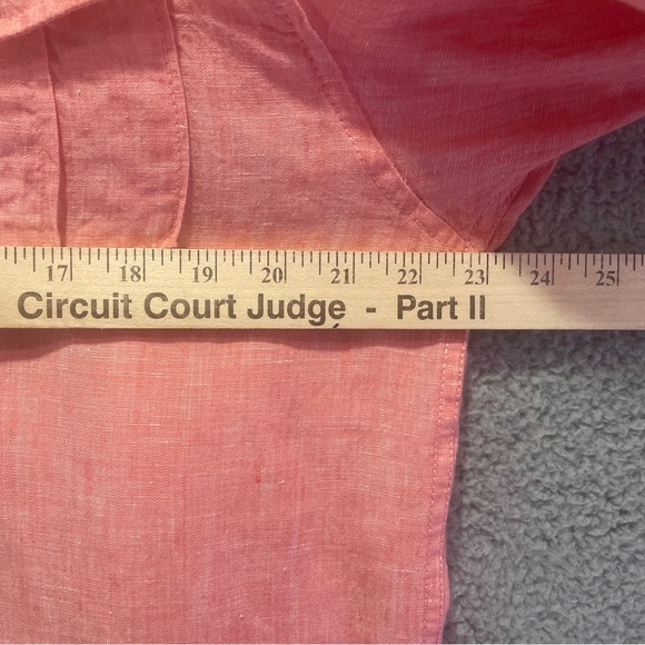 Islander 100% Linen Men's Long Sleeve Button Up Shirt Size Large Peach Orange - Picture 7 of 10